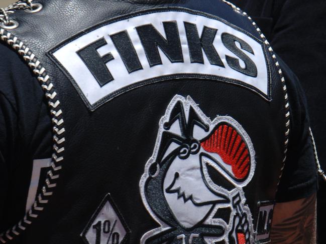 Thumbnails of outlaw motorcycle club bikie gang colours logo on back of jackets - Finks.