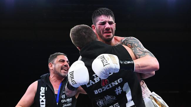 Michael Zerafa celebrates his victory over Jeff Horn. Picture: Getty Images