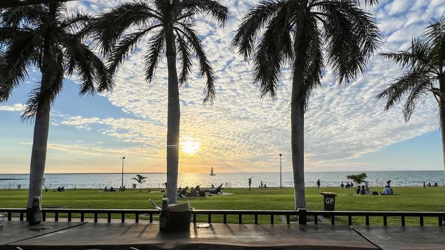 Cullen Bay sunset view from Fin &amp; Tonic. Picture: Kate Dinning