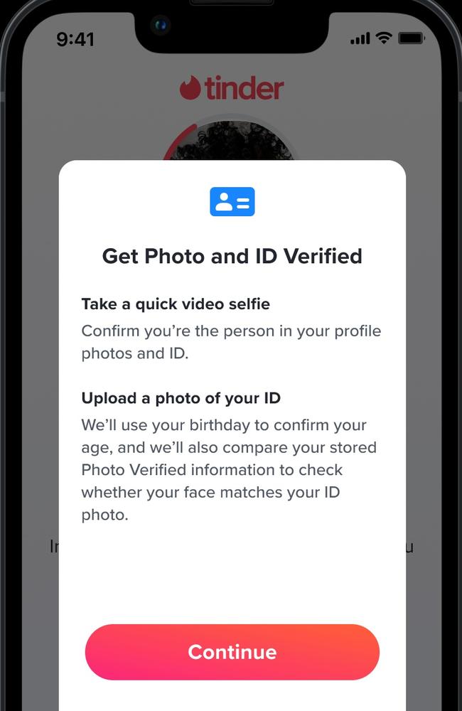 Tinder has rolled out ID verification but the system is voluntary. Picture: Tinder