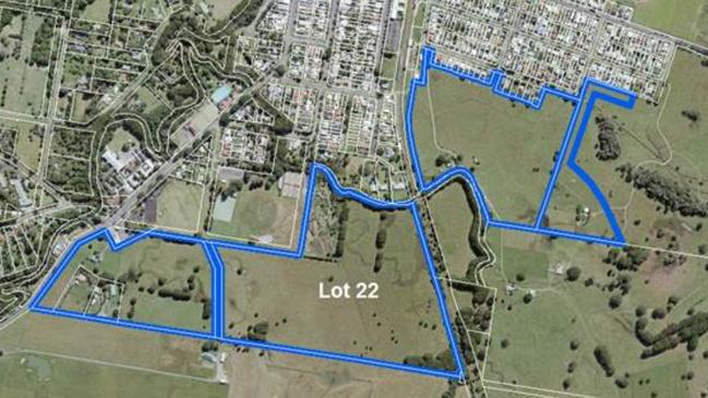 The council-owned Lot 22 and adjoining sites in the Saltwater Creek Precinct on the southern edge of Mullumbimby.