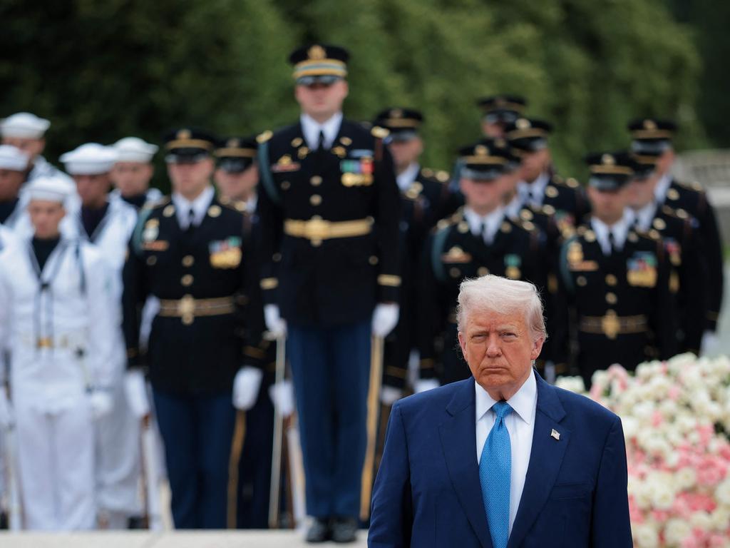 President Donald Trump participates in a Memorial Day wreath-laying ceremony. Picture: Getty Images via AFP