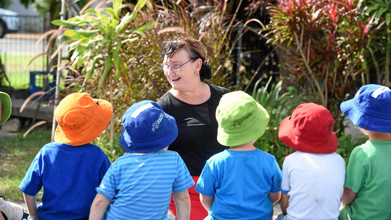 Condy Park Kindergarten director Kathryn Forgan-Flynn with children at the centre. Picture: Alistair Brightman