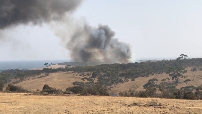 RAW: Fire flares at Stokes Bay on Kangaroo Island