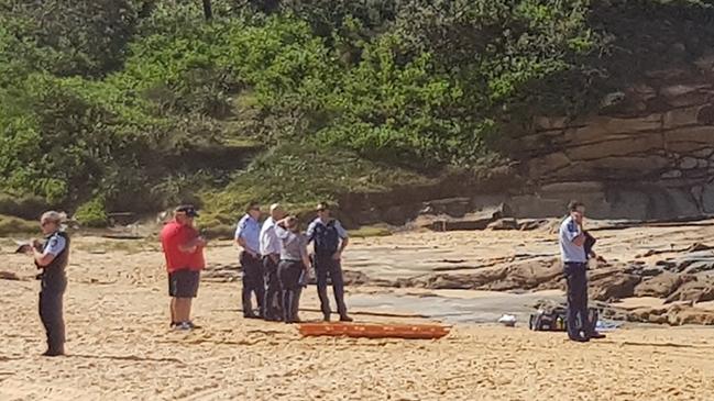 The scene at Spoon Bay at Wamberal on the Central Coast, where the body of a man was pulled from the water. Picture: Supplied