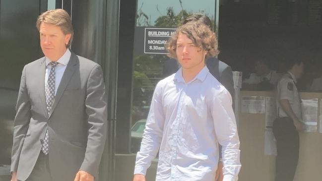 Jac Michael Webb (right) leaves court with his lawyer Jason Jacobson, of Jacobson Mahony Lawyers.