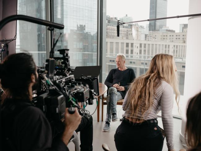 Sting recording an interview for Under the Volcano. Picture: Bruna Lacerda