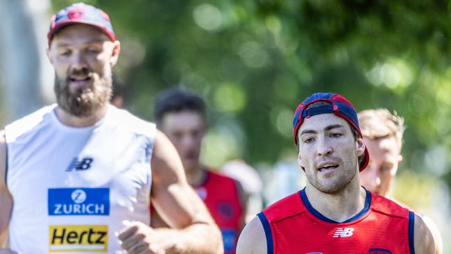 Demons training. Max Gawn and Jack Viney. Picture: Jake Nowakowski