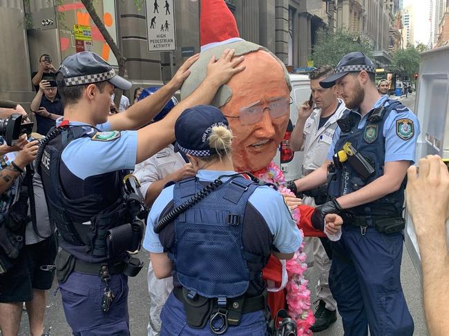 Police attempting to control the crowds. Picture: Supplied