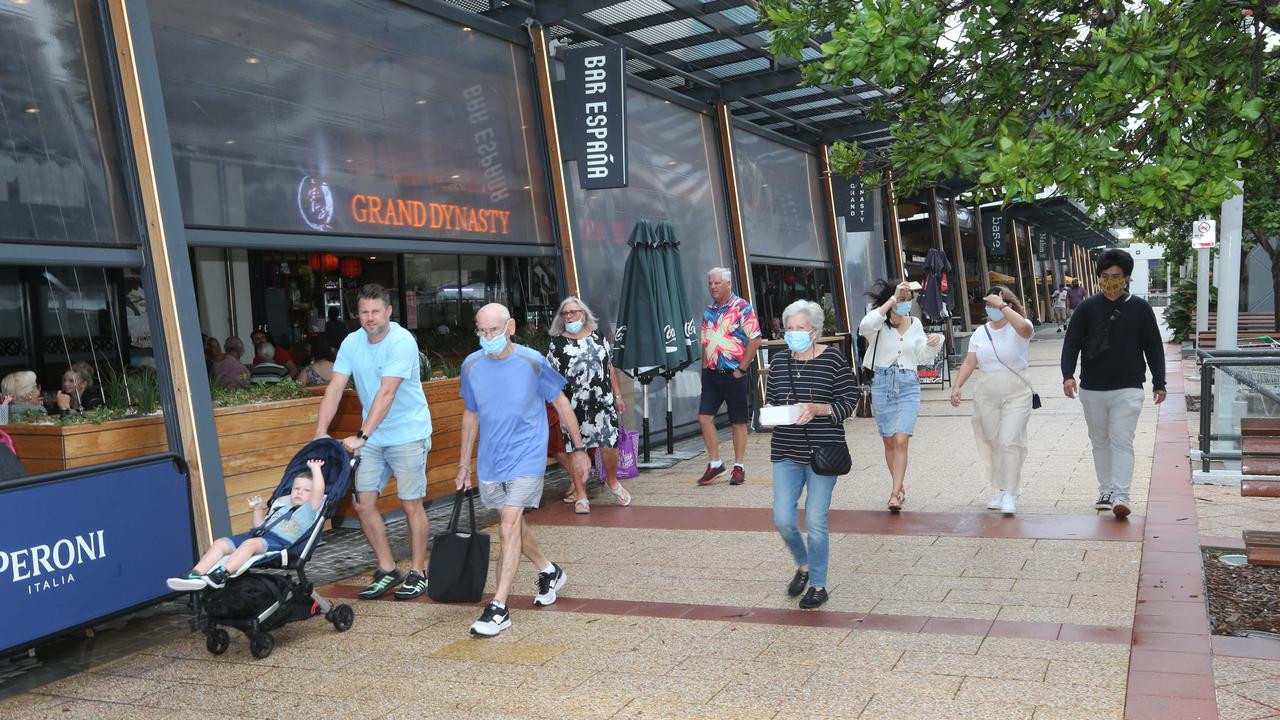 Shop keepers, visitors and Locals during Easter Sunday in the Broadbeach Mall. Pic Mike Batterham