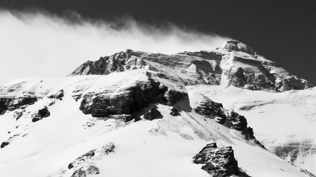 A plume of spindrift blasted from the summit of Everest by the jet stream winds.