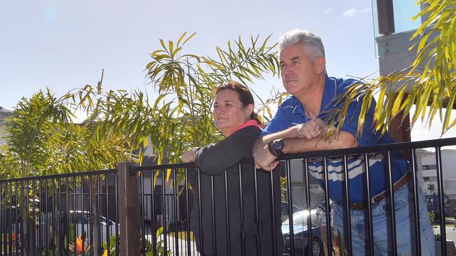 Neighbours Clayton Fiander and Helen Rodgers at Birtinya. Photo: John McCutcheon / Sunshine Coast Daily