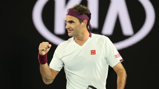 Switzerland's Roger Federer celebrates after victory against Hungary's Marton Fucsovics. Picture: AFP