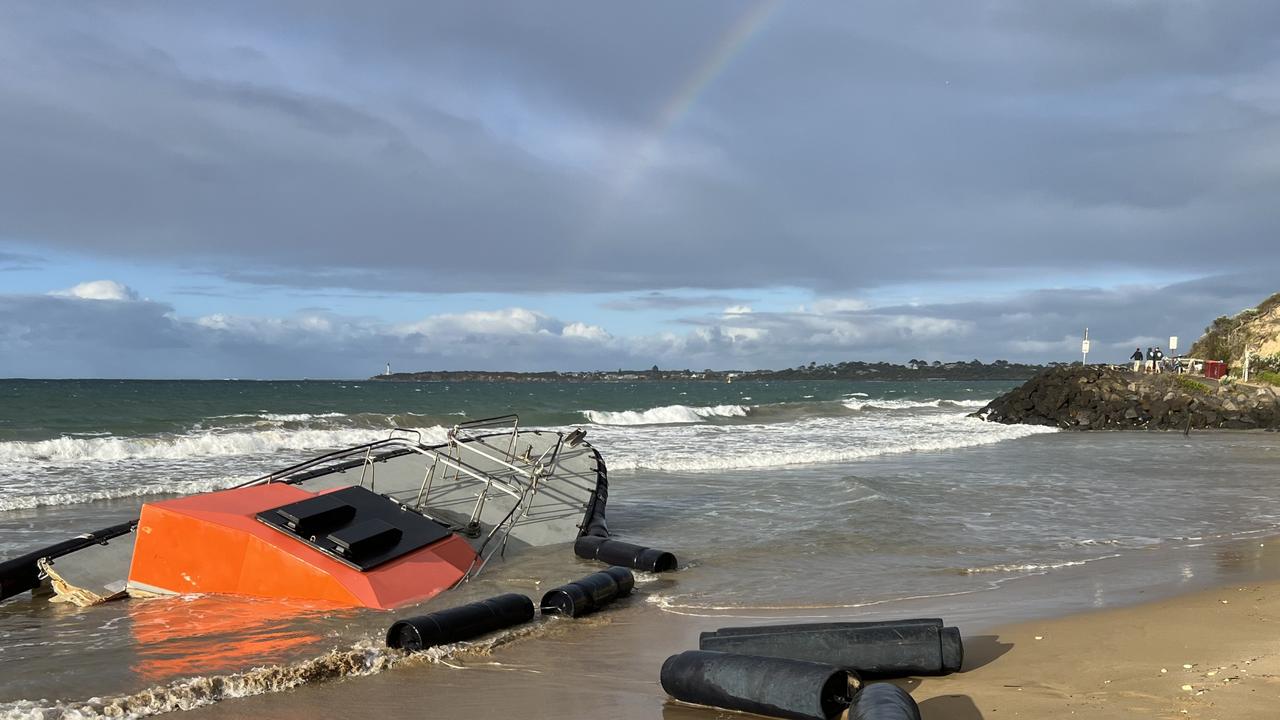 Wreckage on Springs Beach on Friday morning.