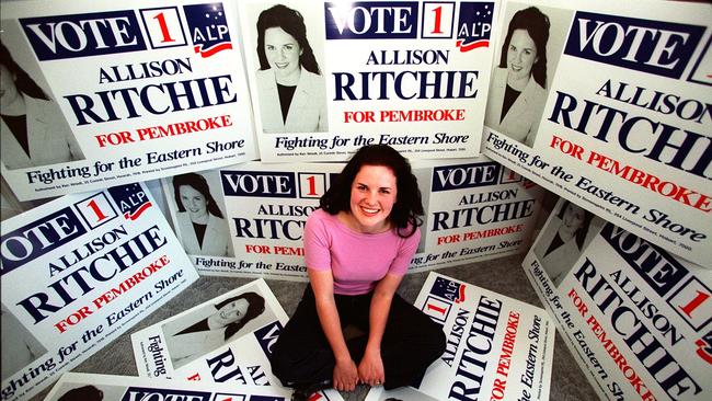 Politics Allison Ritchie among her campaign photos at home the day after her election win