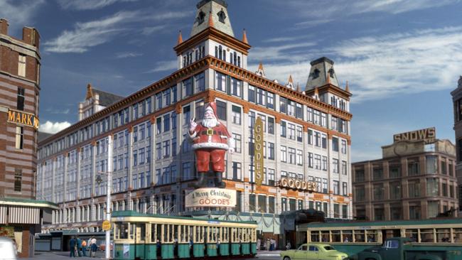 A photo of the visual effects of the ‘Goodes Building’ – modelled on the Downing Centre Court building in Sydney’s CBD.