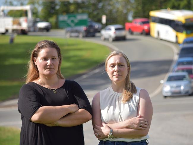 Ormeau mum Nikki Fowell and Division 1 candidate Renee Clarke, after Clarke announced, if elected, she would be creating safe school drop offs and M1 crossings in the area. Photo: Supplied