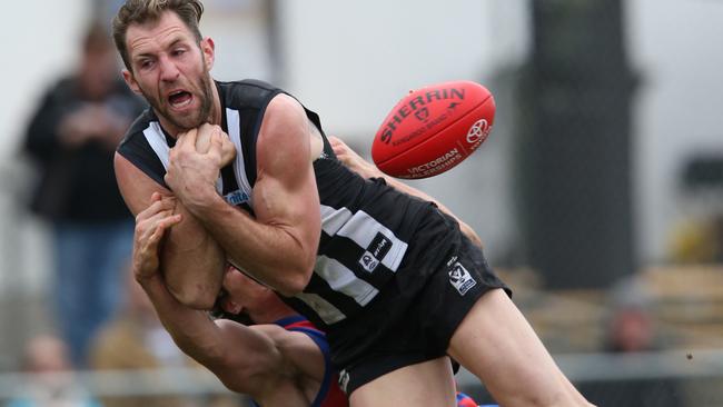 Travis Cloke playing in the VFL on Saturday. Picture: David Crosling
