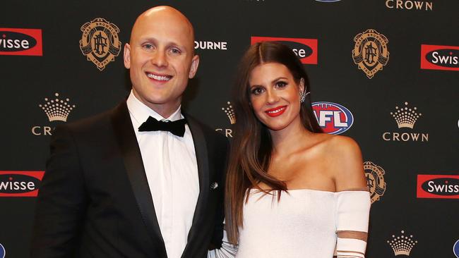 \Geelong's Gary Ablett and wife Jordan at the 2018 Brownlow Medal. Picture: Michael Klein