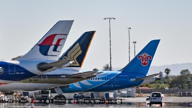 The first China Southern flight makes its return to Adelaide. Picture: Brenton Edwards