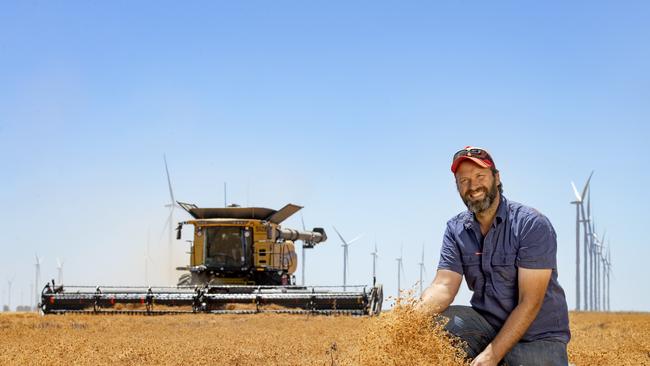 New National Farmers Federation president David Jochinke harvesting his property in western Victoria. Picture: Zoe Phillips