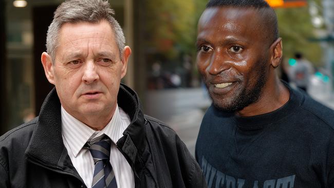 Detective Sergeant Peter Griffiths (left) shot Abdul Ibrahim in the testicle as he ran towards him with a claw hammer. Pictures: Valeriu Campan