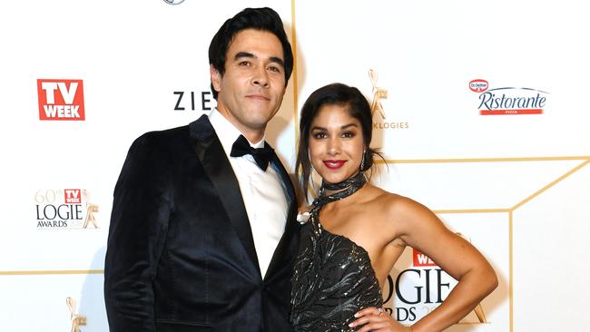 James Stewart and his wife Sarah Roberts at the 2018 Logie Awards.