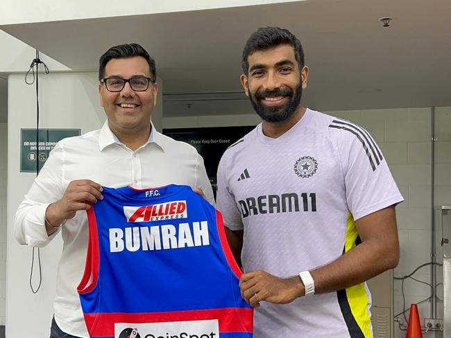 Jasprit Bumrah with Western Bulldogs CEO Ameet Bains