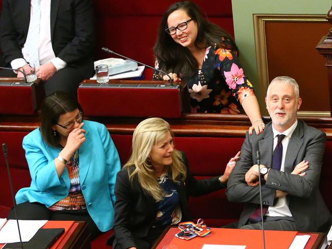 Gavin Jennings MP is congratulated as the bill passes. Picture: Getty