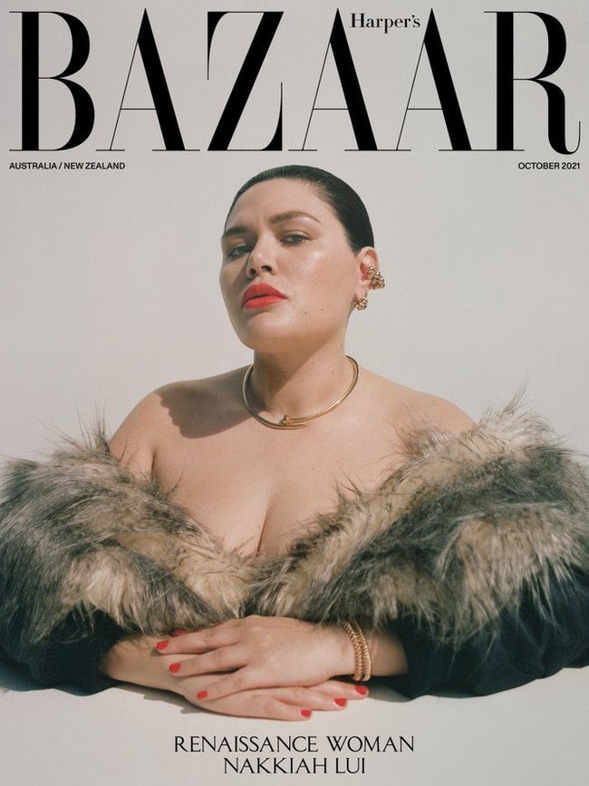 Nakkiah Lui on the cover of Harper's Bazaar Australia.