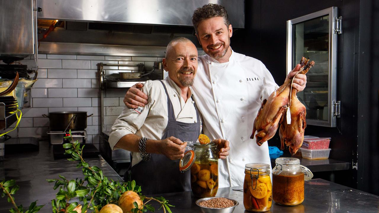 Chefs Simon Bryant and Jock Zonfrillo workng wonders at Orana Restaurant in Adelaide for Tasting Australia, March 2018.