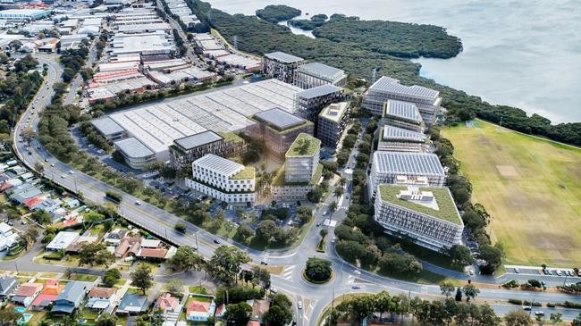 An artist’s impression for the site’s former plans at the Toyota site, Woolooware Bay included a world-class business park with accommodation, pub and function centre but have now been scraped. Picture: Supplied