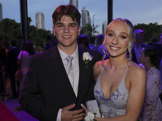 Christian Papa and Caitlin Brown at the Coomera Anglican College Formal at HOTA. Picture: Marcelo Lang.