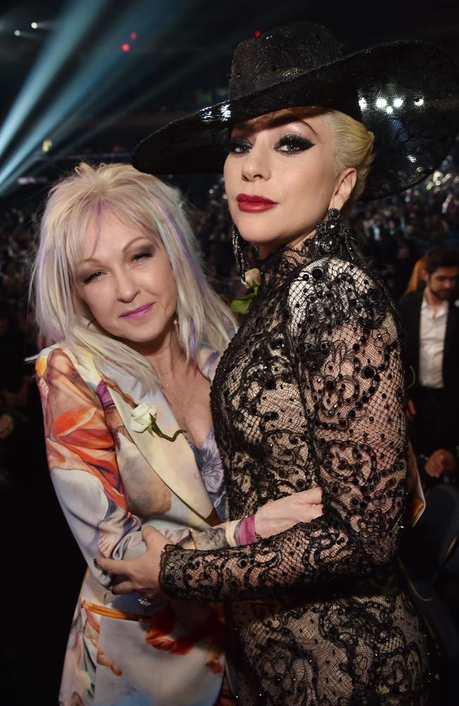 Cyndi Lauper and Lady Gaga attend the 60th Annual GRAMMY Awards at Madison Square Garden on January 28, 2018 in New York City. Picture: Getty