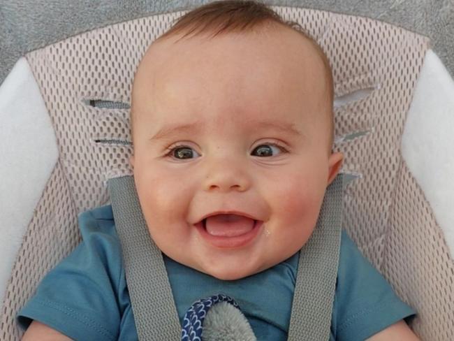 Presley Lockwood, eight and a half months. Presley James was born five weeks early and spent two weeks in special care. He is now a fearless little cherub that is constantly on the go.