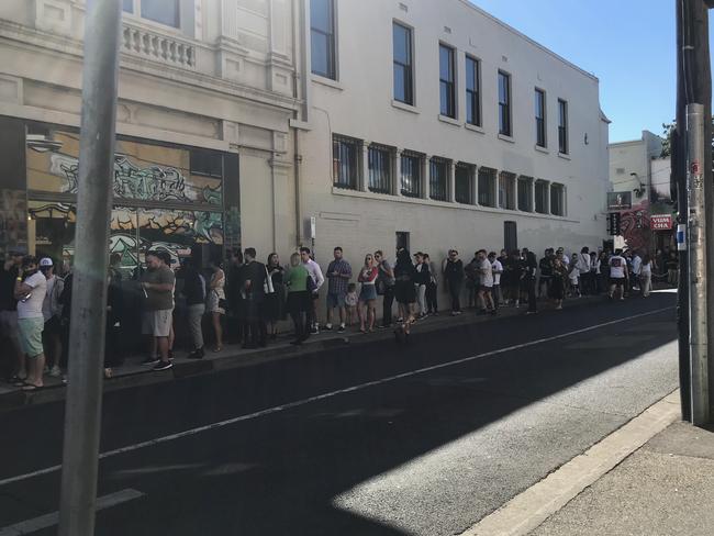 People line up for In-N-Out burger pop up in Windsor, Melbourne. Picture: Rohan Smith