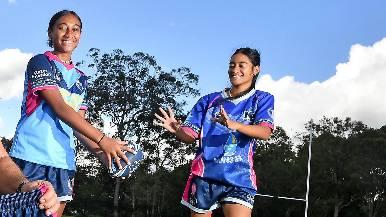 Jamalia Aumua and Afeena Faâamafu were the types of kids who will benefit from the Mabel Park-Roosters link. Picture, John Gass