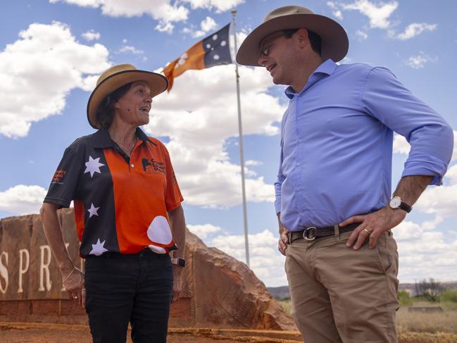 Nationals leader David Littleproud and CLP candidate for Lingiari Lisa Seibert in Alice Springs. The coalition's election campaign is unofficially underway with Littleproud in Alice Springs last week to doorknock with the local candidate. Picture: Supplied.