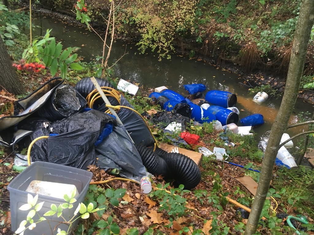 Ventilation systems, other drug manufacturing equipment and blue barrels full of toxic waste are simply dumped in the forests of the Dutch province of Brabant.