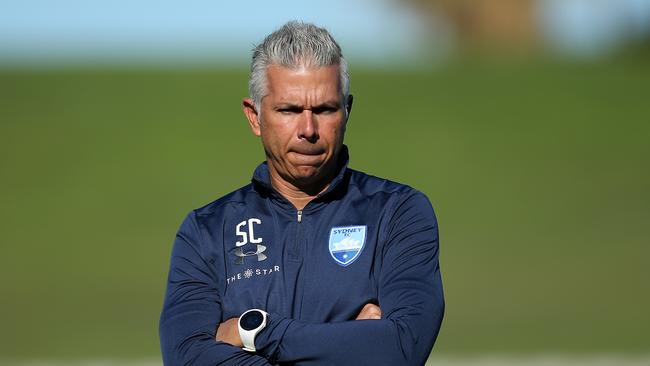 SYDNEY, AUSTRALIA – SEPTEMBER 24: Steve Corica head coach of Sydney looks on during a Sydney FC A-League training session at Netstrata Jubilee Stadium on September 24, 2019 in Sydney, Australia. (Photo by Jason McCawley/Getty Images)