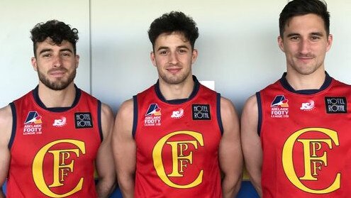 Brothers Nic, James and Tom Schwarz led Flinders Park to a big win over Edwardstown in round 13. Picture: Flinders Park Football Club