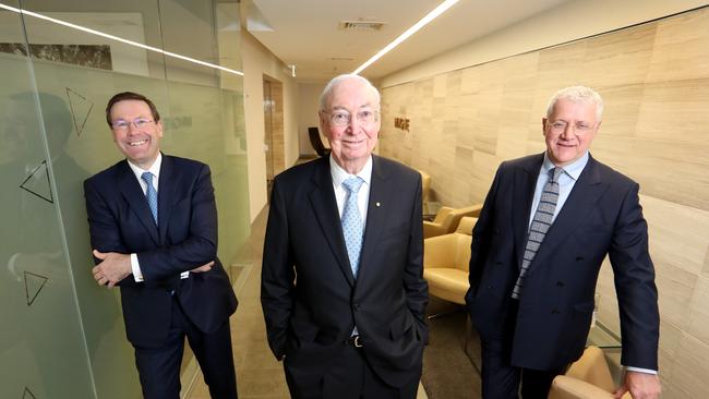 Tony Burgess, Charles Goode and Farrel Meltzer at 101 Collins in Melbourne. Picture: David Geraghty