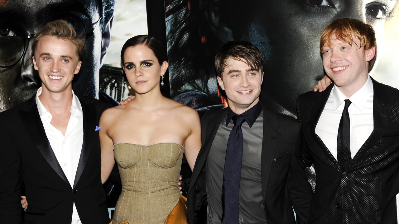 Tom Felton, Emma Watson, Daniel Radcliffe and Rupert Grint pose together at the premiere of Harry Potter and the Deathly Hallows: Part 2. Picture: AP Photo/Evan Agostini