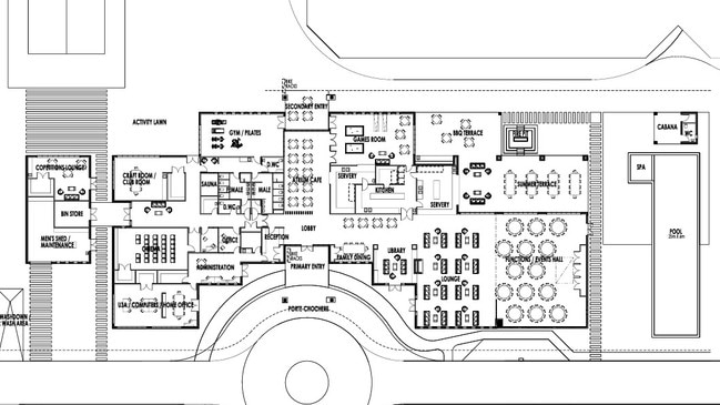 Floor plans of the “state-of-the-art” clubhouse, which includes a cafe, library and craft room