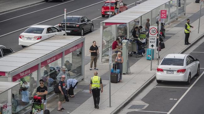 To date, the only way for travellers to exit Melbourne airport — apart from flying — is by road. Picture: Jason Edwards