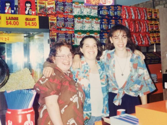 Caitlin Wood and workmates in the candy-bar of Gosford Village Twin Cinema.