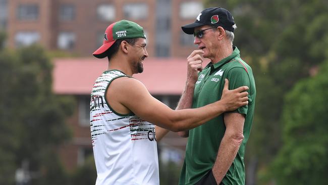 Cody Walker clearly feels pretty comfortable with the new boss. (AAP Image/Dean Lewins)