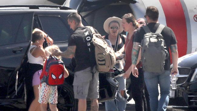 A family affair as P!NK and her family, including husband Carey Hart, daughter Willow and son Jameson leave for Perth. Picture: Dean Martin