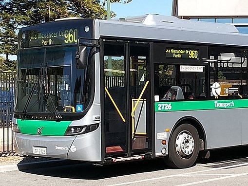 A woman has died after her car crashed with a Transperth bus carrying dozens of schoolchildren. The crash also claimed the life of a dog, who was in the car with the woman. Picture: Supplied