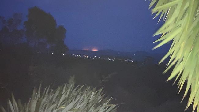 Bushfire at Friendly Beaches as seen from nearby Coles Bay. Picture: Facebook